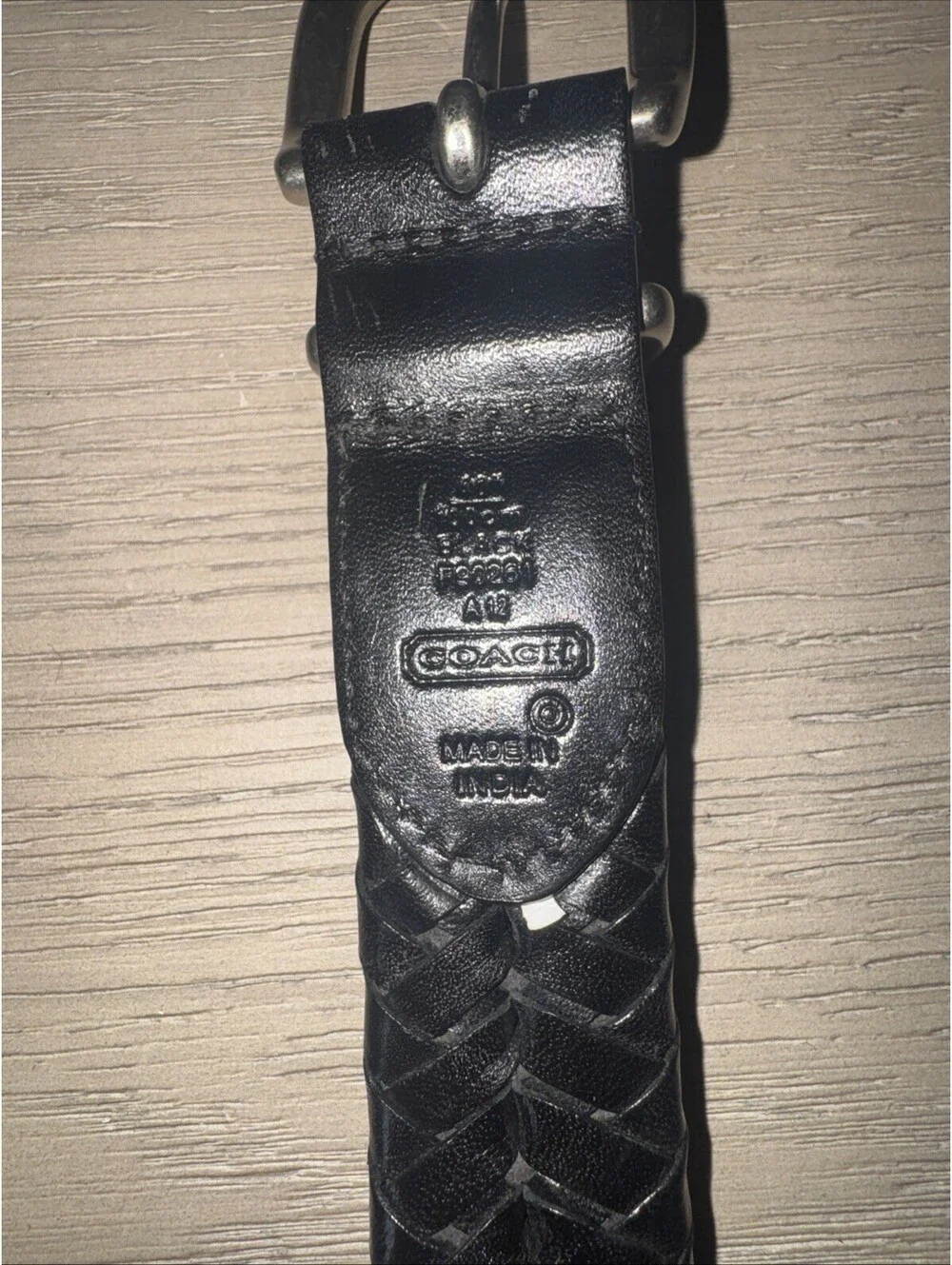 Coach Men's Black Braided/Woven Adjustable Belt, Silver-Tone Buckle, 40